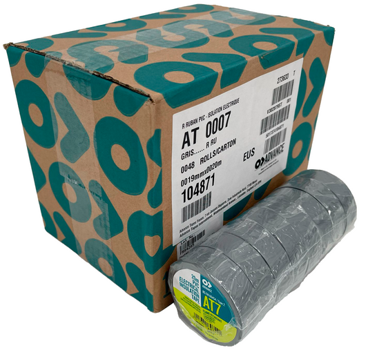 Advance AT7 PVC Tape 19mm x 20m Grey - per roll